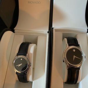 Matching men’s and women’s classic museum Movado.